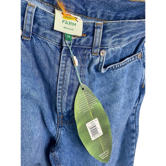 Farm Rio Light Wash Carrot Denim Pants Jeans Flare Leg Fringe Hem Blue Size 24 - Picture 10 of 12